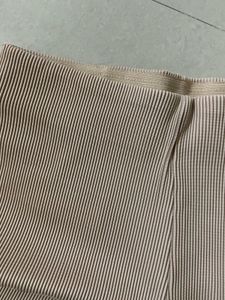 Mango Solid Ribbed Pleated Parallel Trouser