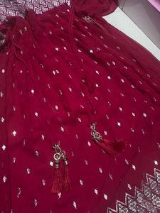 Maroon Embellished Kurta