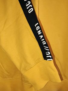Full Sleeves  With Print Strip Yellow Tshirt