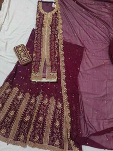 Elegant Embroidered Heavy Dress With Clutch