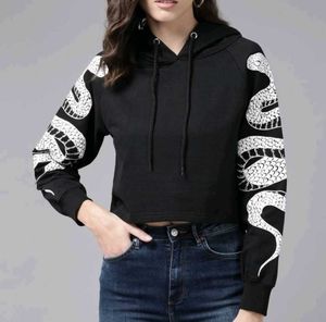 Snake cropped hoodie