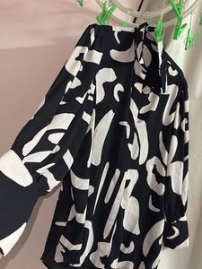 Black &amp; White Abstract Print Shirt-Stylish Top