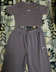 Burger bae Crop Top &amp; Pants Set