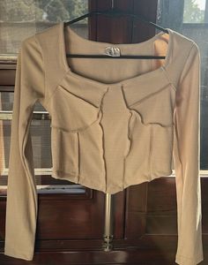 Beige Long Sleeve Top