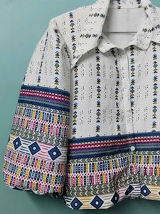 Vintage Patterned Crop Shirt