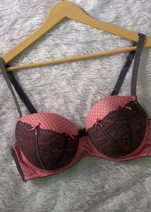 Pink Polka Dot Lace Bra