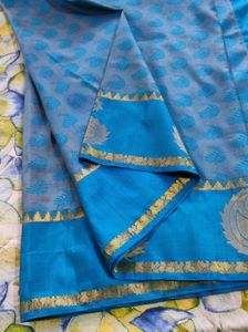 Peacock blue kanchipuram silk Saree