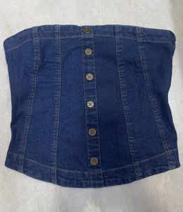 Denim Button-Down Tube Top
