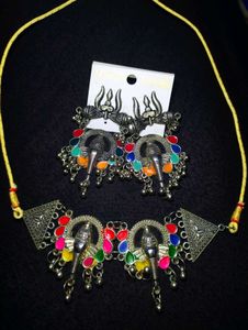 Ganesha Oxidised Multi Color Earrings