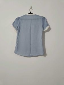 Vintage Pastel Blue Embroidered Blouse
