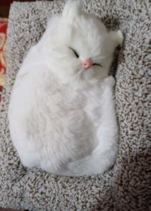 Sleeping Cat Plush Toy with Press Simulation Sound