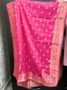Pink Banarasi Silk Dupatta