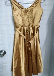 Golden Satin Party Dress