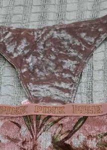 PINK Velvet & Floral Thong