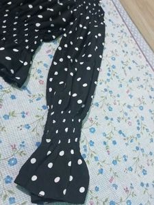 Polka Dot Long Sleeve off Shoulder Top
