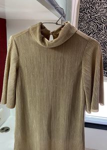 Gold Party Wear Top With Stylish Sleeve