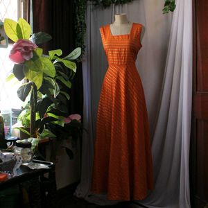 Orange Striped Maxi Dress