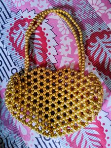 Golden Pearls/Beads Handmade Purse