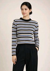 Striped Long Sleeve Crop Top