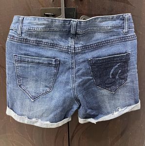 Dark Blue Denim Shorts.
