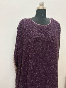 Purple Beaded Evening Gown