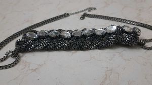 Party Wear With denim Or Dress .gunmetal Necklace