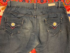 Embroidered Denim Capris
