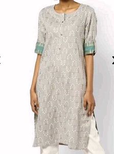 Gray Printed Cotton Kurti