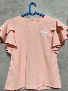 Cute Girls' Ruffle Sleeve Top