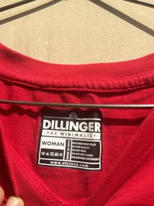 Dillinger Women Red Print Longline Tshirt