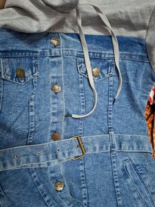 Denim Dress with Hoodie