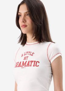 The Souled Store White Typography Printed Crop Top