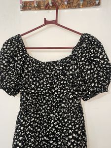 Black And White Floral One Peice For Women