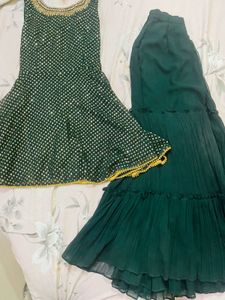 Green Embroidered Sharara set