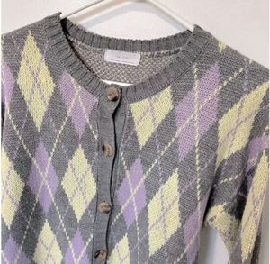 Korean Argyle Knit Cardigan