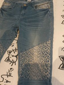 Unique Vintage Leopard Patch Jeans
