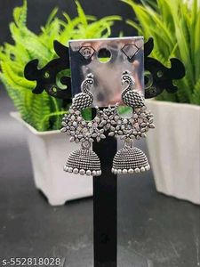 Silver Tone Jhumka Earrings