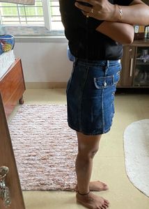 Front Bottom Denim Skirt