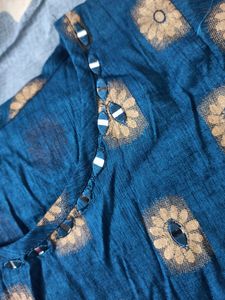 Blue Kurti Straight Kurta Size Medium