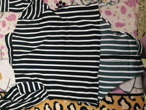 Striped Button-Down Shirt Crop in 36 bust