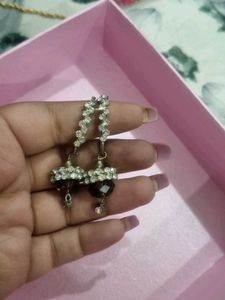 Gold Plated Earings And Pruple Color Rustic Earing