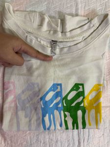 Superman Print White Cotton Tee