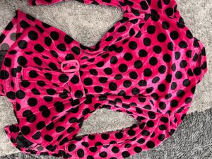 Pink &amp; Black Polka Dot Velvet blazer