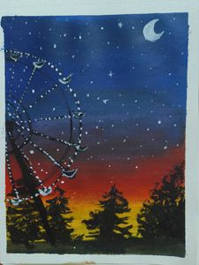 Ferris Wheel Night Painting