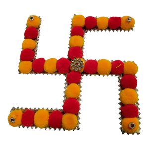 Swastik Rangoli Mat, Red and Yellow Colour, for Ho
