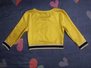 Vibrant Yellow BEBE Crop Top Long Sleeve