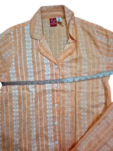 Peach Cotton Printed Night Suit for Women