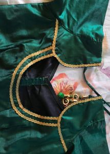 Dark Green Silk Saree With Designer Blouse