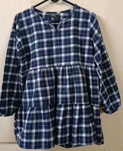 Plaid tiered tunic top