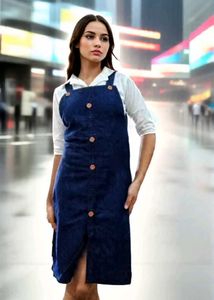 Denim Button-Down Jumper Dress